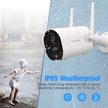 Load image into Gallery viewer, Conico Outdoor Security Camera, Wireless Rechargeable Battery Powered Camera 10400mAh, 1080P WiFi Surveillance Camera for Home with Night Vision, Two Way Audio, PIR Motion Detection, IP65 Waterproof