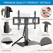 Load image into Gallery viewer, PERLESMITH Swivel TV Stand Universal Table Top TV Base for 32 to 65 inch LCD LED OLED 4K Flat Screen TVs - Height Adjustable TV Mount Stand with Safe TV Anti-tip Cable, VESA 600x400mm