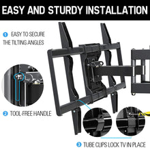 Load image into Gallery viewer, Mounting Dream TV Mount for Most 42-70 inch Flat Screen TVs Up to 100 lbs, Full Motion TV Wall Mount with Swivel Articulating 6 Arms, TV Wall Mounts Fit 12-16” Wood Studs, Max VESA 600x400mm