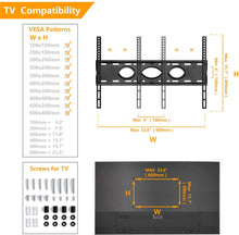 Load image into Gallery viewer, 5Rcom Black TV Floor Stand with 2 Shelves for Most 32 37 42 47 50 55 60 65 inch Plasma LCD LED Flat or Curved Screen TVs with Swivel Mount and Height Adjustable