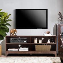 Load image into Gallery viewer, Tangkula Wooden TV Stand, Rustic Style Universal Stand for TV's up to 65" Flat Screen, Home Living Room Storage Console Entertainment Center, 58 Inch TV Stand (Walnut)