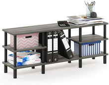 Load image into Gallery viewer, Furinno Turn-N-Tube 3-Tier Multipurpose Wide Shelf TV Stand, French Oak Grey\/Black