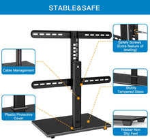 Load image into Gallery viewer, PERLESMITH Universal Swivel Table Top 37-65 inch LCD/OLED/Flat Screen/4K Height Adjustable TV Stand Mount with Heavy-Duty Tempered Glass Base, VESA 600x400mm, Black