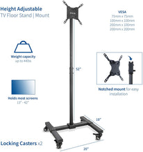 Load image into Gallery viewer, VIVO Mobile TV Display Stand for 13 to 42 inch LED LCD Flat Panel Screens | Rolling Floor Stand Height Adjustable Mount with Wheels (STAND-TV07W)