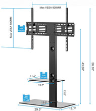 Load image into Gallery viewer, FITUEYES Universal Floor TV Stand with Swivel Mount for 50-80 Inch Flat or Curved Screens, Weight Up to 132 lbs with Tempered Glass Base TT208001MB