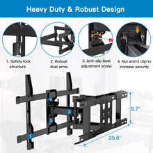 Load image into Gallery viewer, PERLESMITH Full Motion TV Wall Mount for Most 37-70 Inch TVs up to 132lbs - Fits 16”, 18”, 24” Wood Studs - Articulating TV Mount Dual Arms with Tilts, Swivels & Extends 16”, Max VESA 600x400mm