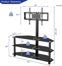 Load image into Gallery viewer, IANIYA Swivel Floor TV Stand Height Adjustable Bracket Entertainment Stand for 32 to 65 inch TV | 3-Tier BlackTempered Glass Multi-Function TV Stand
