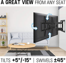 Load image into Gallery viewer, Mounting Dream TV Mount- Full Motion TV Mount for 42-70 inch TVs, TV Wall Mount Bracket with Dual Articulating Arms, Fits 12”- 16” Wood Studs, TV Wall Mounts with VESA 600x400mm Holds up to 100lbs