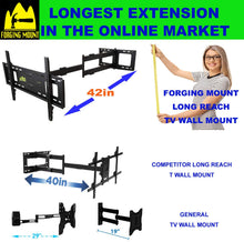 Load image into Gallery viewer, FORGING MOUNT Long Arm TV Mount Full Motion TV Bracket with 42 inch Long Extension Articulating TV Wall Mount for 37 to 80 Inch Flat\/Curve TVs, VESA 600x400mm Compatible, Holds up to 100 lbs