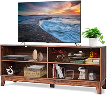 Load image into Gallery viewer, Tangkula Wooden TV Stand, Rustic Style Universal Stand for TV's up to 65" Flat Screen, Home Living Room Storage Console Entertainment Center, 58 Inch TV Stand (Walnut)
