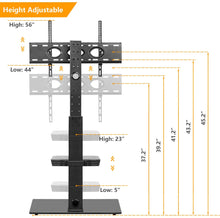 Load image into Gallery viewer, 5Rcom Black TV Floor Stand with 2 Shelves for Most 32 37 42 47 50 55 60 65 inch Plasma LCD LED Flat or Curved Screen TVs with Swivel Mount and Height Adjustable