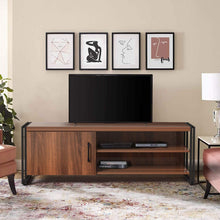 Load image into Gallery viewer, Amzdeal TV Stand Entertainment Center for Television up to 43", TV Cabinet Media Console with Cabinet Door, Storage Shelves and Metal Frame for Living Room, Rustic Brown