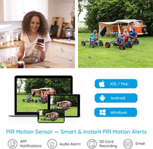 Load image into Gallery viewer, 3G\/4G LTE Outdoor Solar-Powered Celluar Security Camera, Wirefree Rechargeable Battery Camera System w\/SD Socket and Cloud, 1080p Night Vision, 2-Way Audio, PIR Motion Sensor, Reolink Go+Solar Panel