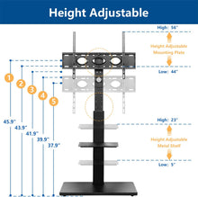 Load image into Gallery viewer, Rfiver Universal Swivel Floor TV Stand for Most 32"-65" LCD LED Flat\/Curved Screen TVs, TV and Media Shelf Height Adjustable, Sturdy Wood TV Mount Stand with Internal Cable Management, Black