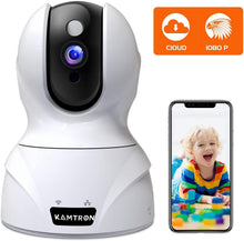 Load image into Gallery viewer, Wireless Security Camera with Two-way Audio - KAMTRON 1080P HD WiFi Security Surveillance IP Camera Home Baby Monitor with Motion Detection Night Vision, Black
