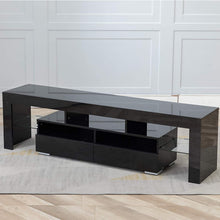 Load image into Gallery viewer, Bonzy Home Glossy TV Stand, TV Console with LED Light Wood Media Storage Console Cabinet for 65" TV - Flat Screen TV Stand, Gaming Consoles - in Lounge Room, Living Room and Bedroom(Black)