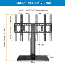 Load image into Gallery viewer, PERLESMITH Swivel TV Stand Universal Table Top TV Base for 32 to 65 inch LCD LED OLED 4K Flat Screen TVs - Height Adjustable TV Mount Stand with Tempered Glass Base, VESA 600x400mm