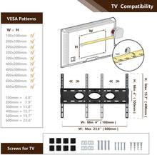 Load image into Gallery viewer, TAVR Universal Floor TV Stand Base with Swivel Height Adjustable Mount for 32 37 42 47 50 55 60 65 inch Plasma LCD LED Flat or Curved Screen TVs,Tempered Glass Base for Media Storage