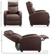 Load image into Gallery viewer, Devoko Recliner Chair Massage Home Theater Seating PU Leather Modern Living Room Chair Padded Cushion Reclining Sofa (Brown)
