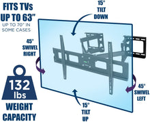 Load image into Gallery viewer, Mount-It! Corner TV Mount | Premium Swivel Full Motion Caddy Corner Wall Bracket for 37-63 inch Flat Panel Screens VESA up to 800x400, 132 lb Capacity, Black