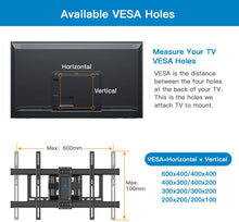 Load image into Gallery viewer, PERLESMITH TV Wall Mount Bracket Full Motion Dual Articulating Arm for Most 37-70 Inch LED, LCD, OLED, Flat Curved TVs up to 132lbs VESA 600×400 with Tilt, Swivel and Rotation - PSLFK1