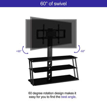 Load image into Gallery viewer, IANIYA Swivel Floor TV Stand with Mount Height Adjustable Bracket Entertainment Stand for 32 to 65 inch Plasma LCD LED or Curved Screen TV 3-Tier Tempered Glass Universal Media Stand Floor tv Stand
