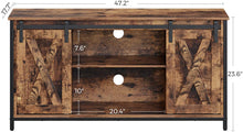 Load image into Gallery viewer, VASAGLE TV Stand with Adjustable Storage Shelves, Entertainment Center for 50 inch TV, TV Console with Sliding Barn Doors, TV Cabinet, Industrial Design, Rustic Brown ULTV45BX
