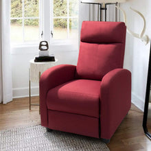 Load image into Gallery viewer, JUMMICO Fabric Recliner Chair Adjustable Home Theater Single Recliner Sofa Furniture with Thick Seat Cushion and Backrest Modern Living Room Recliners (Red)