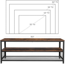 Load image into Gallery viewer, VASAGLE BRYCE TV Stand, Lengthened TV Cabinet, Console, Coffee Table with Metal Frame, Wood-Like Grain, Industrial for Living Room, Rustic Brown ULTV50BX