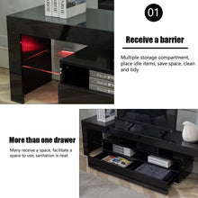 Load image into Gallery viewer, Bonzy Home Glossy TV Stand, TV Console with LED Light Wood Media Storage Console Cabinet for 65" TV - Flat Screen TV Stand, Gaming Consoles - in Lounge Room, Living Room and Bedroom(Black)