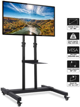 Load image into Gallery viewer, Rfiver Mobile TV Stand Rolling TV Cart with Tilt Mount and Locking Wheels for Most 37"-80" LCD LED Flat Screen Curved TVs, Black Display Trolley Floor Stand Height Adjustable Max Load 110 Lbs