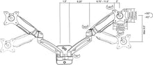 Load image into Gallery viewer, VIVO Black Height Adjustable Pneumatic Extended Arm Dual Monitor Wall Mount Full Motion Articulating | fits 2 Screens 17 to 27 inches (MOUNT-V002G)