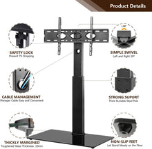 Load image into Gallery viewer, TAVR Universal Floor TV Stand Base with Swivel Height Adjustable Mount for 32 37 42 47 50 55 60 65 inch Plasma LCD LED Flat or Curved Screen TVs,Tempered Glass Base for Media Storage