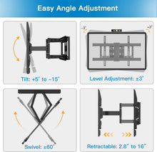 Load image into Gallery viewer, PERLESMITH TV Wall Mount Bracket Full Motion Dual Articulating Arm for Most 37-70 Inch LED, LCD, OLED, Flat Curved TVs up to 132lbs VESA 600×400 with Tilt, Swivel and Rotation - PSLFK1