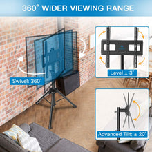 Load image into Gallery viewer, PERLESMITH TV Tripod Stand-Portable TV Stand for 23-55 Inch LED LCD OLED Flat Screen TVs-Height Adjustable Display Floor TV Stand with VESA 400x400mm, Holds up to 88lbs