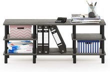Load image into Gallery viewer, Furinno Turn-N-Tube 3-Tier Multipurpose Wide Shelf TV Stand, French Oak Grey\/Black