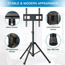 Load image into Gallery viewer, PERLESMITH TV Tripod Stand-Portable TV Stand for 23-55 Inch LED LCD OLED Flat Screen TVs-Height Adjustable Display Floor TV Stand with VESA 400x400mm, Holds up to 88lbs