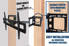 Load image into Gallery viewer, Mount-It! Corner TV Mount | Premium Swivel Full Motion Caddy Corner Wall Bracket for 37-63 inch Flat Panel Screens VESA up to 800x400, 132 lb Capacity, Black