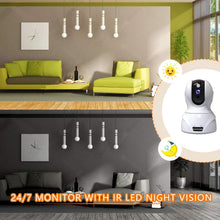 Load image into Gallery viewer, Security Camera 1080P Pet Camera - KAMTRON WiFi Home Security System for Office\/Baby Monitor, 2.4Ghz PTZ Indoor IP Wireless Dome Camera with Night Vision, Two-Way Audio, Cloud Service Available, White