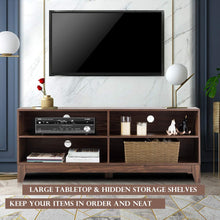 Load image into Gallery viewer, Tangkula Wooden TV Stand, Rustic Style Universal Stand for TV's up to 65" Flat Screen, Home Living Room Storage Console Entertainment Center, 58 Inch TV Stand (Walnut)