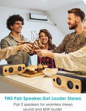 Load image into Gallery viewer, AOMAIS Life Bluetooth Speakers, 30W Loud Home Party Wireless Speaker, 2 Woofer & 2 Tweeters for Super Bass Stereo Sound, 100 Ft Bluetooth V5.0 and 12-Hour Playtime Subwoofer - Imitation Bamboo Panel