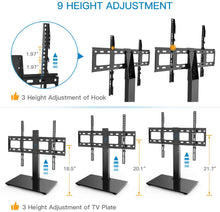 Load image into Gallery viewer, PERLESMITH Universal Swivel TV Stand / Base - Table Top TV Stand for 37-65 inch LCD LED TVs - Height Adjustable TV Mount Stand with Tempered Glass Base, VESA 600x400mm, Holds up to 88lbs