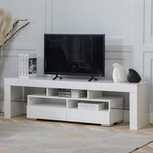 Load image into Gallery viewer, Bonzy Home Glossy TV Stand, TV Console with LED Light Wood Media Storage Console Cabinet for 65" TV - Flat Screen TV Stand, Gaming Consoles - in Lounge Room, Living Room and Bedroom(Black)