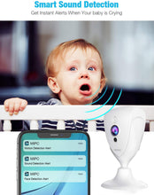 Load image into Gallery viewer, Baby Monitor, Conico 1080P HD Wireless Camera Pet Cam with Sound Motion Detection, Home Wireless Security Camera with 2- Way Audio, Night Vision Cloud WiFi Camera for Baby, Pet, Elder, 2.4G WiFi