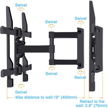 Load image into Gallery viewer, PERLESMITH Full Motion TV Wall Mount Bracket Dual Articulating Arms Bear up to 132lbs for Most 37-70 inch TV with Tilt, Swivel, Rotation fit LED, LCD, OLED, Plasma Flat Screen TV, Max VESA 600x400mm