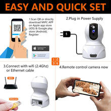 Load image into Gallery viewer, Security Camera 1080P Pet Camera - KAMTRON WiFi Home Security System for Office\/Baby Monitor, 2.4Ghz PTZ Indoor IP Wireless Dome Camera with Night Vision, Two-Way Audio, Cloud Service Available, White