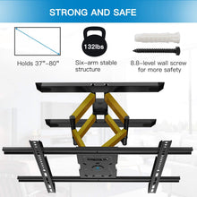 Load image into Gallery viewer, PERLESMITH Full Motion TV Wall Mount for 37-80 Inch Flat Curved TVs with Smooth Tilts Swivel & Extends - Dual Articulating Arms Wall Mount TV Bracket Supports TVs up to 132 lbs Max VESA 600x400