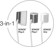 Load image into Gallery viewer, GT STUDIO SONOS Speaker Stands for SONOS One, One SL, PLAY:1, PLAY:3, Premium Design Improves Surround Sound, Heavy Base, Complete Cord Concealment - (Pair, White)