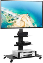 Load image into Gallery viewer, Rfiver Universal Mobile TV Stand Trolley Cart with Swivel Mount for Most 32"-65" LCD LED Plasma Flat\/Curved Screen TVs, Height Adjustable and Locking Wheels, Black Heavy Duty TV Mount Stand
