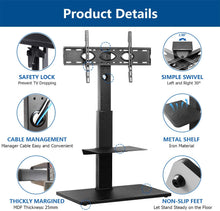 Load image into Gallery viewer, Rfiver Universal Swivel Floor TV Stand for Most 32"-65" LCD LED Flat\/Curved Screen TVs, TV and Media Shelf Height Adjustable, Sturdy Wood TV Mount Stand with Internal Cable Management, Black